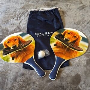 Sperry Dog Design Paddle Set with Ball